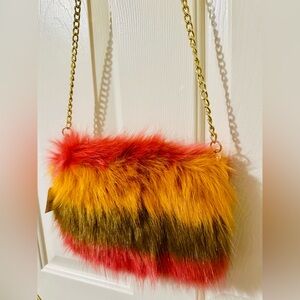 NWT ✨ Free People Rainbow 🌈 Bag in Faux Fur